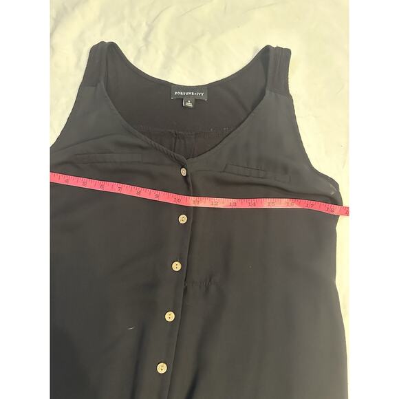 π€ Fortune + Ivy Black Button-Front Tie Tank | Size M - Picture 4 of 4